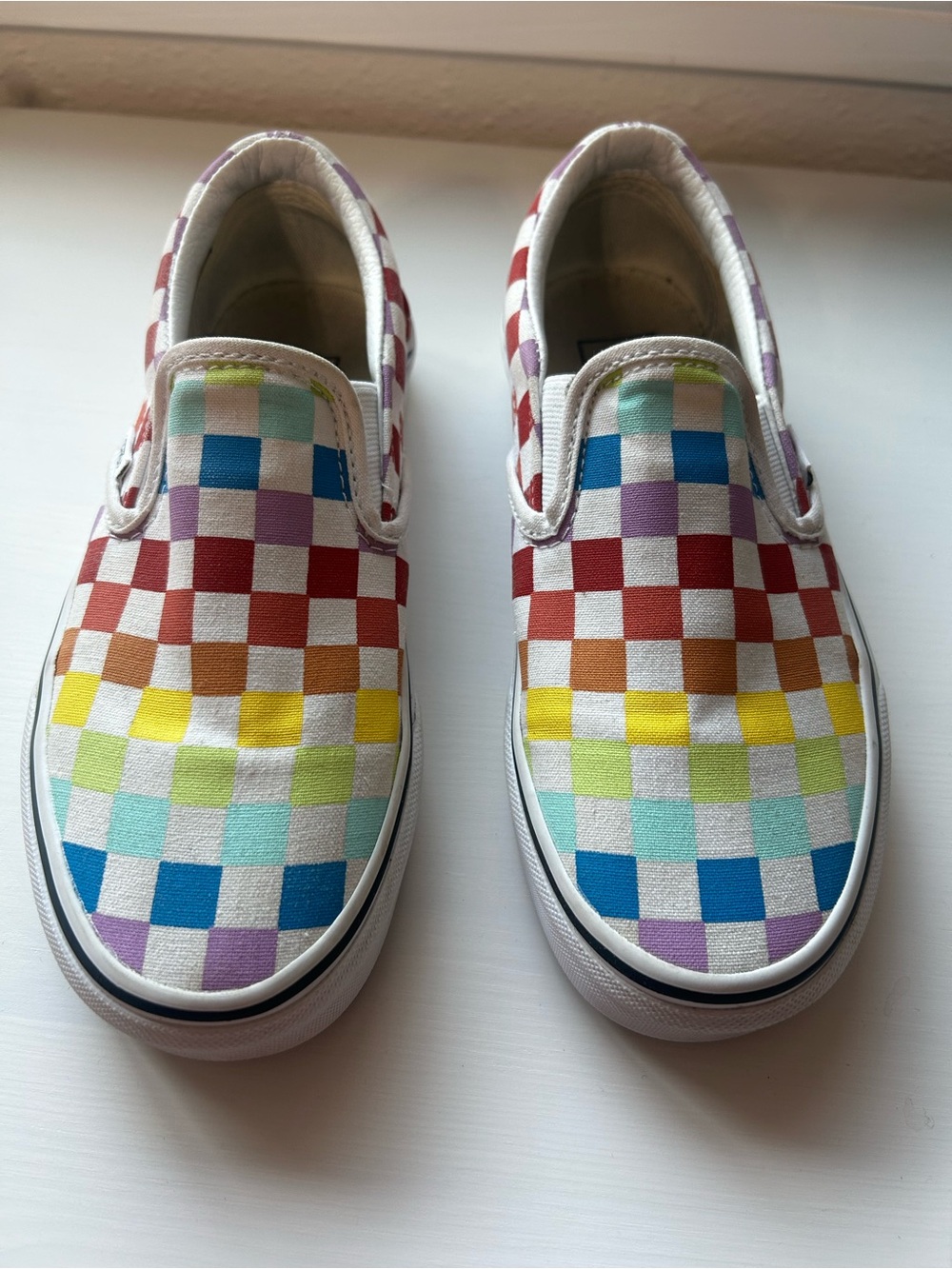 Vans Slip-On Checkerboard Rainbow Canvas Shoes